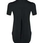 Women black high-low sports gym activewear nylon top by KAF 