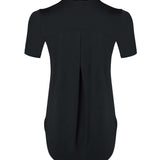Women black high-low sports gym activewear nylon top by KAF 