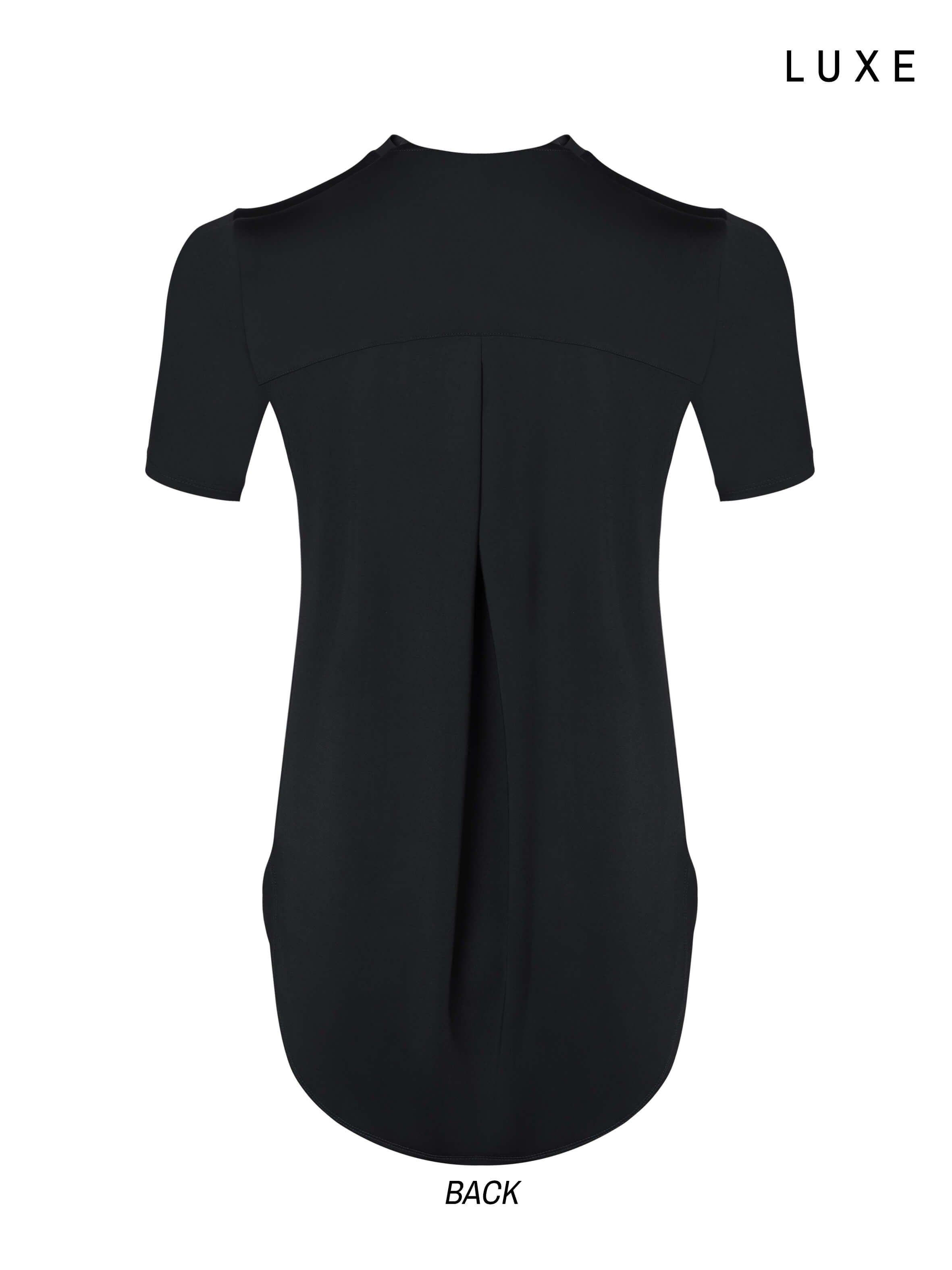 Women black high-low sports gym activewear nylon top by KAF 