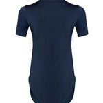 Women navy blue high-low sports gym activewear nylon top by KAF 