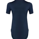 Women navy blue high-low sports gym activewear nylon top by KAF 