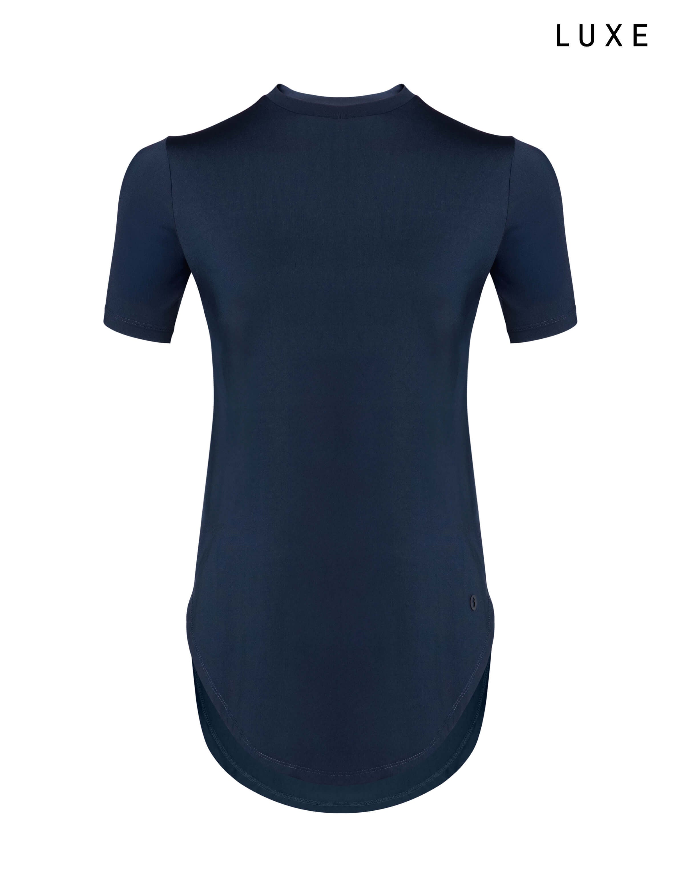 Women navy blue high-low sports gym activewear nylon top by KAF 