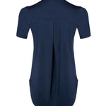 Women navy blue high-low sports gym activewear nylon top by KAF 