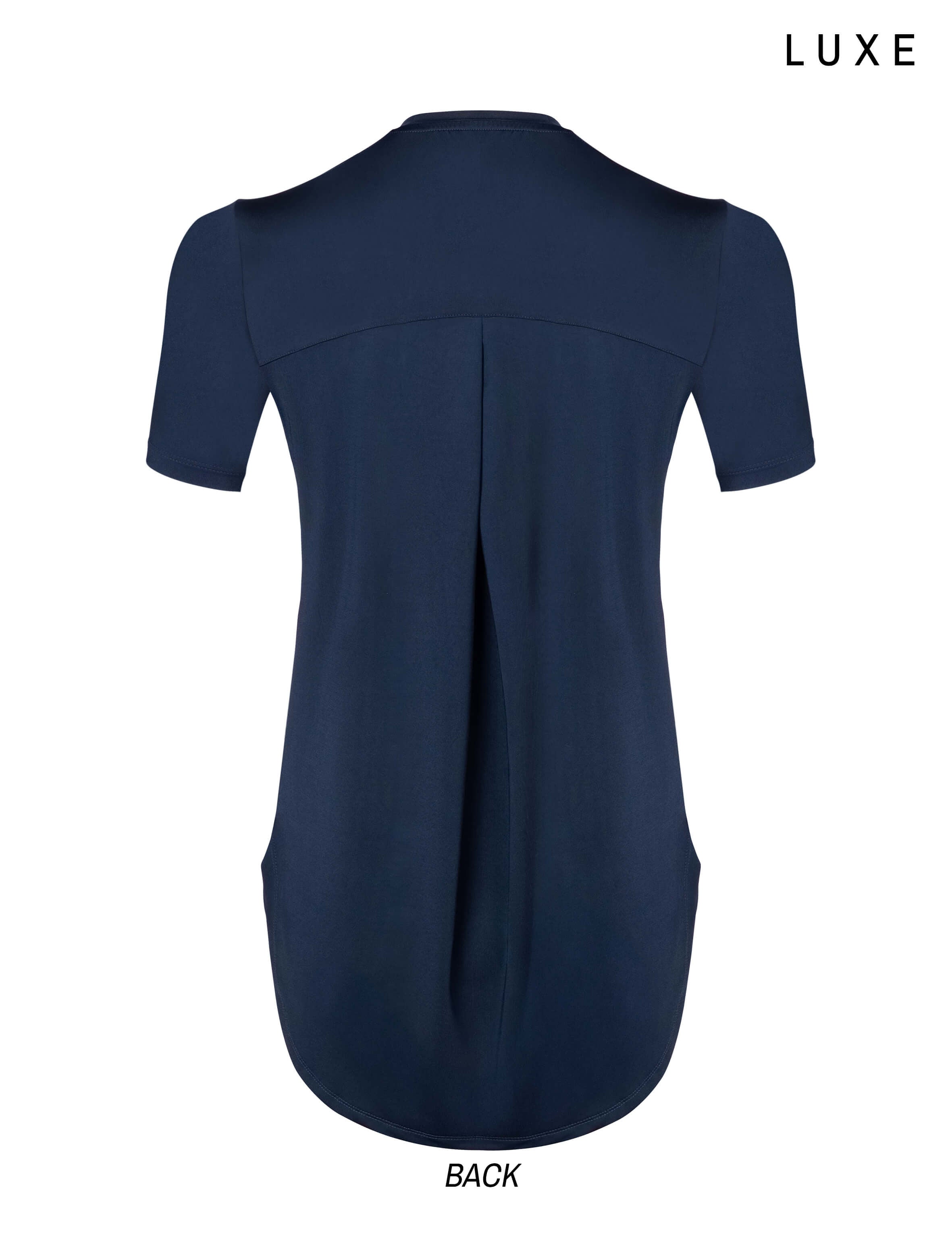 Women navy blue high-low sports gym activewear nylon top by KAF 