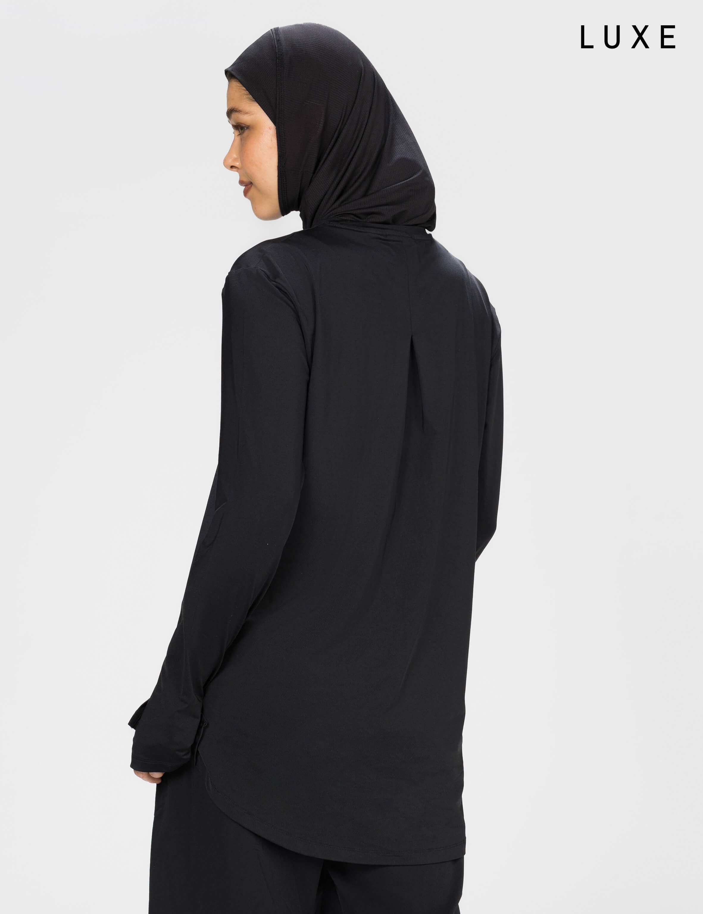 Women black long-sleeve modest sports activewear top by KAF