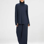 Women navy long-sleeve modest sports activewear top by KAF