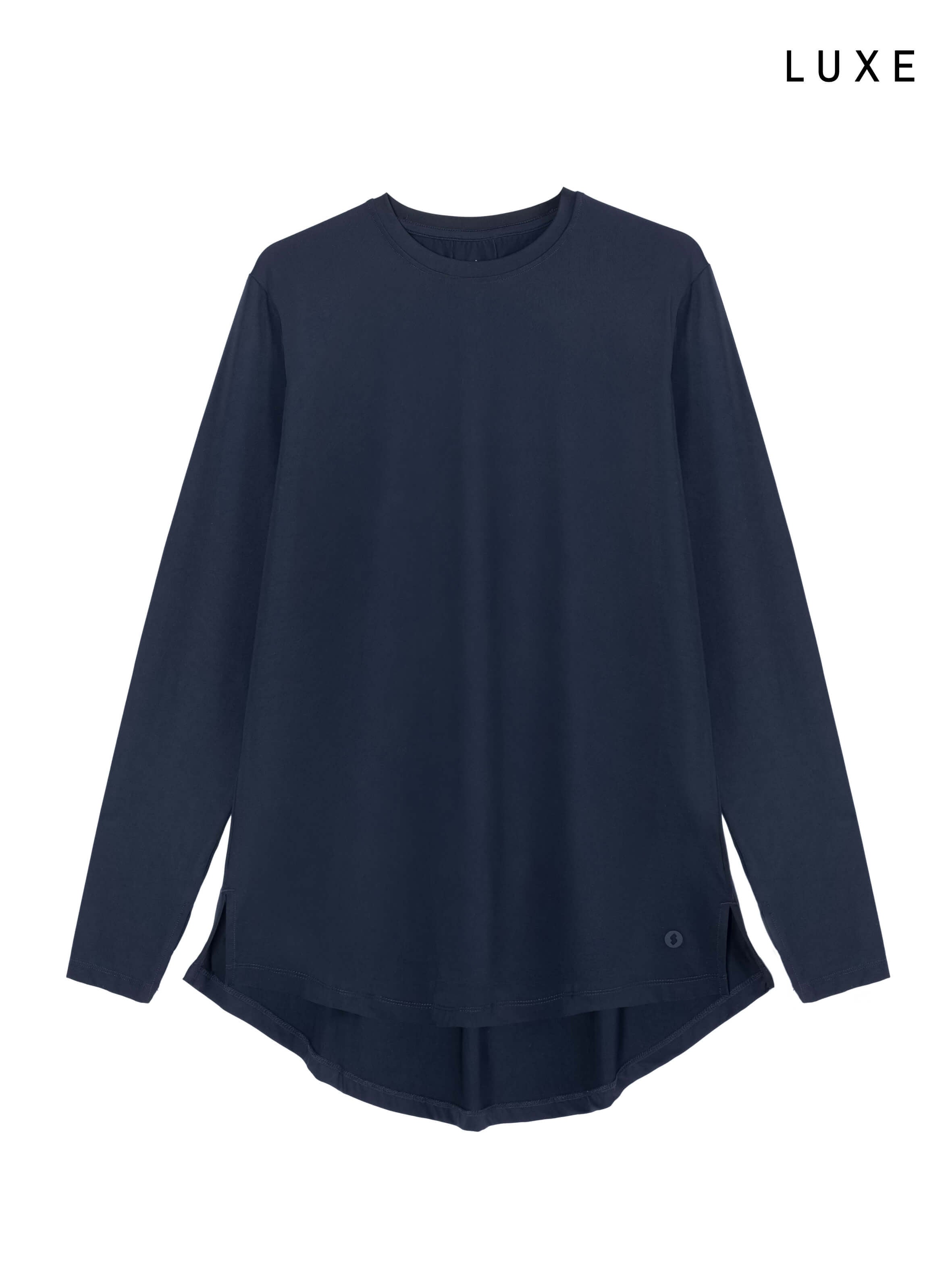 Women navy long-sleeve modest sports activewear top by KAF