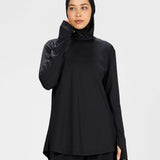 Women black long-sleeve modest sports activewear top by KAF