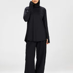 Women black long-sleeve modest sports activewear top by KAF