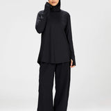 Women black long-sleeve modest sports activewear top by KAF