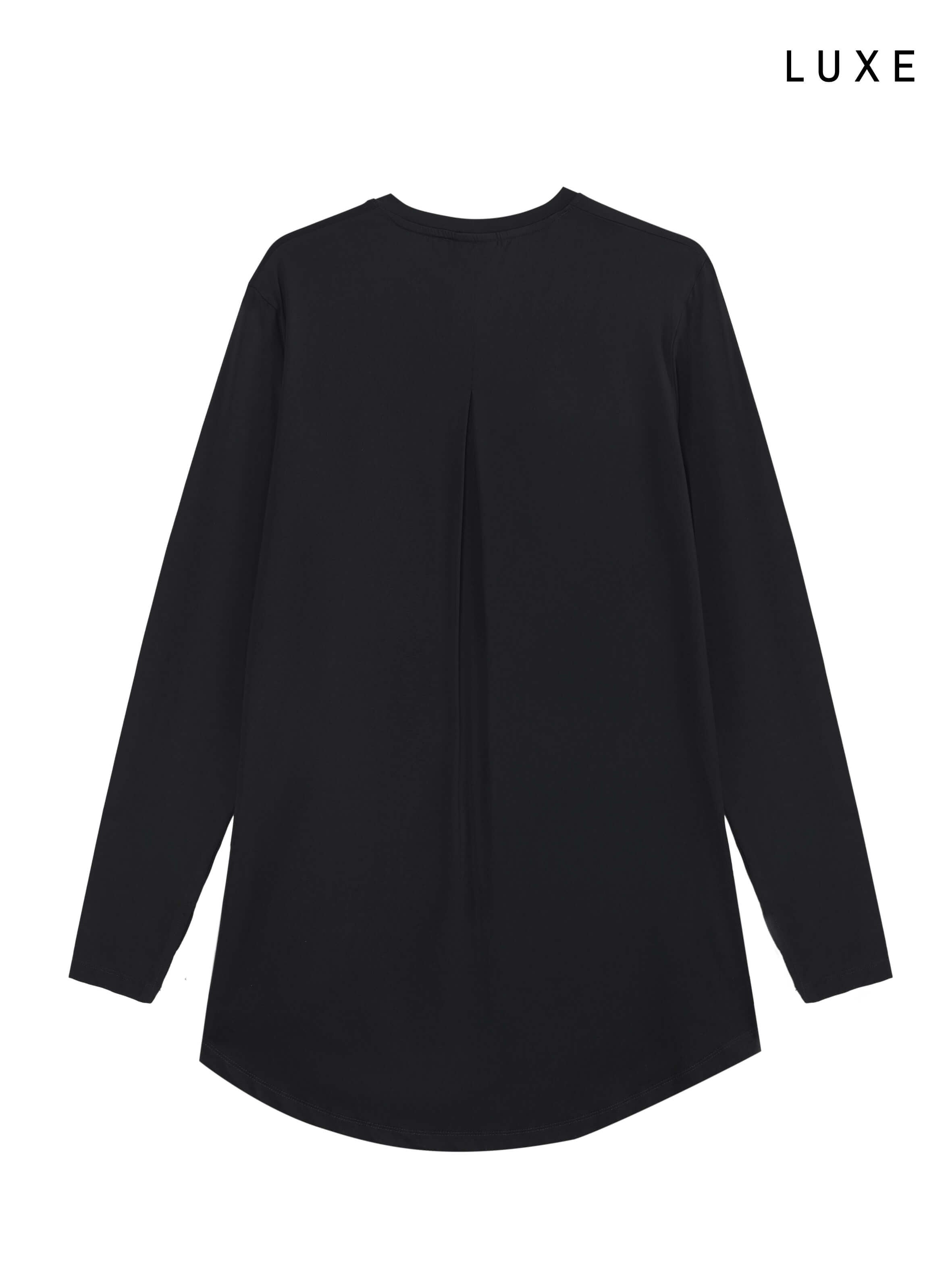 Black long-sleeve modest sports activewear top by KAF