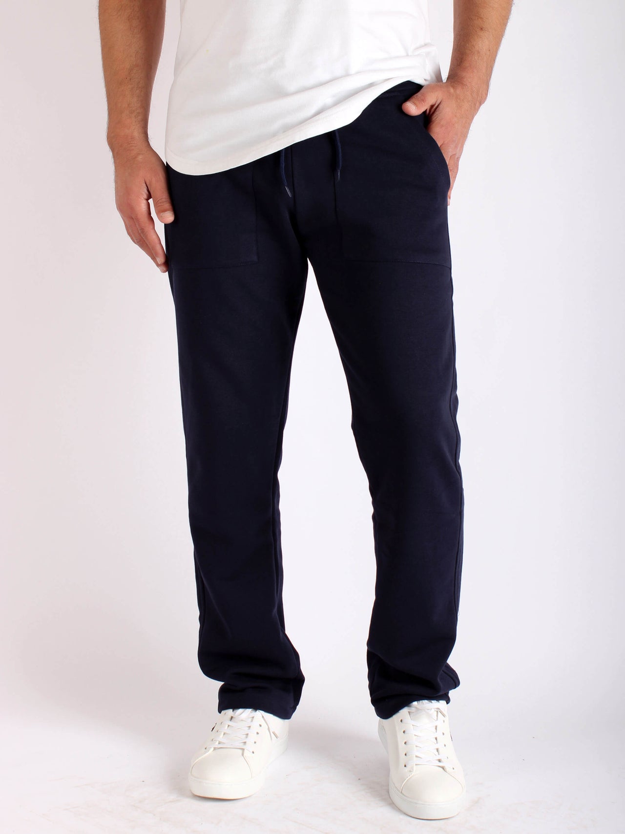 Straight Fit Cotton Sweatpants - Navy Blue