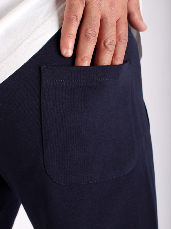 Straight Fit Cotton Sweatpants - Navy Blue