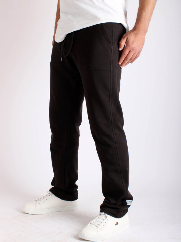 Straight Fit Cotton Sweatpants - Black