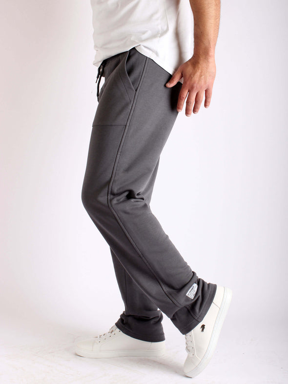 Straight Fit Cotton Sweatpants - Gray