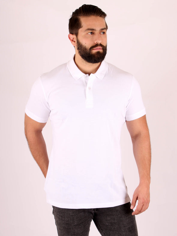 Solid Cotton Polo Shirt - White