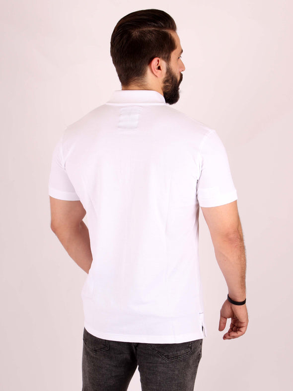 Solid Cotton Polo Shirt - White
