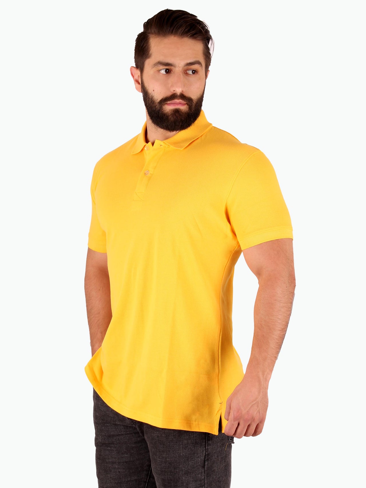 Solid Cotton Polo Shirt - Yellow